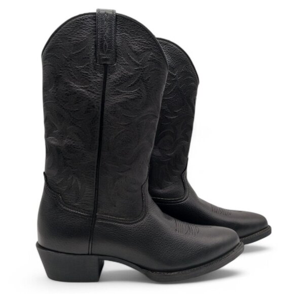 Ariat Men's Size 10.5 Black Deertan Leather Heritage R Toe Cowboy Western Boot - Picture 4 of 14